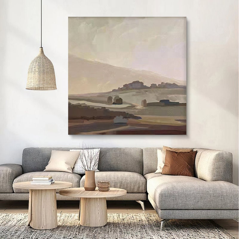 Large Abstract Landscape Oil Painting on Canvas, Original Mountain Canvas Wall Art, Modern Nature Wall Art for Living Room, Home Décor