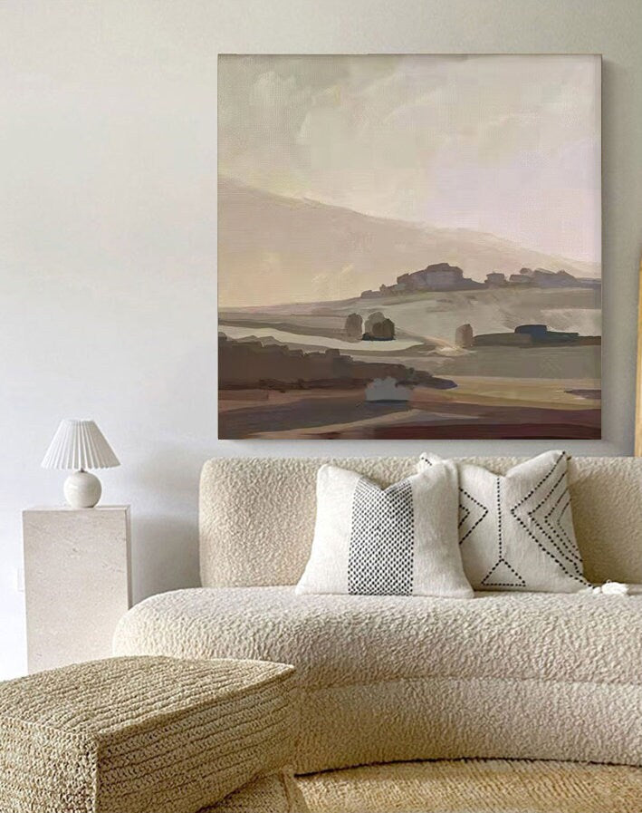 Large Abstract Landscape Oil Painting on Canvas, Original Mountain Canvas Wall Art, Modern Nature Wall Art for Living Room, Home Décor