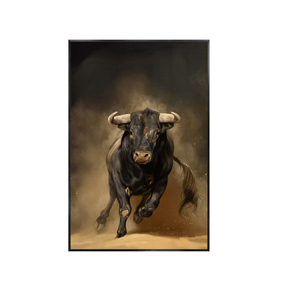 Classical Bull Oil Painting on Canvas, Large Original Bull Canvas Wall Art,Modern Hand-painted Animal Painting for Living Room,Bedroom Decor