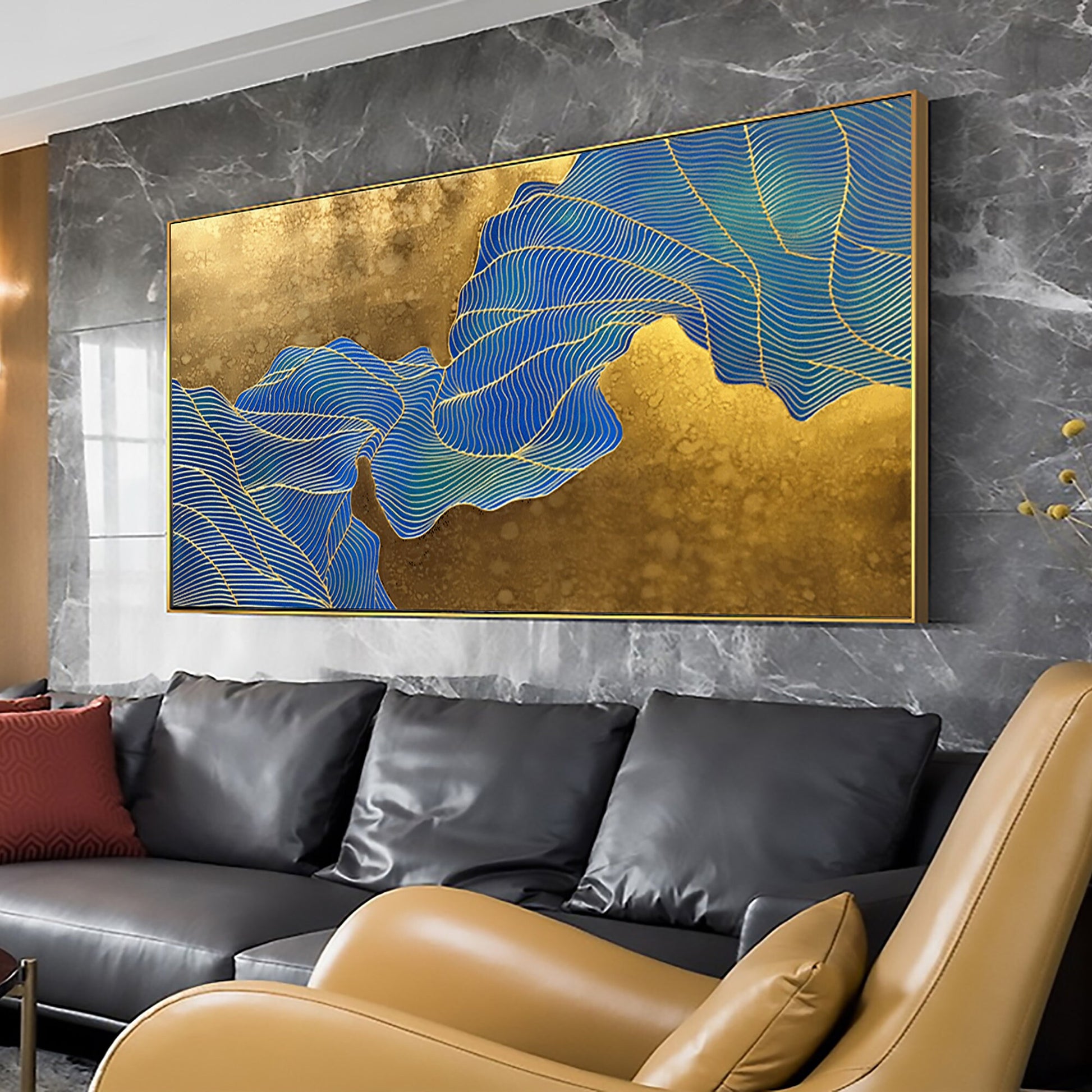 Gold Leaf – Colorful Botanical Leaf Wall Art | Abstract Palette Knife Oil Painting, view 4