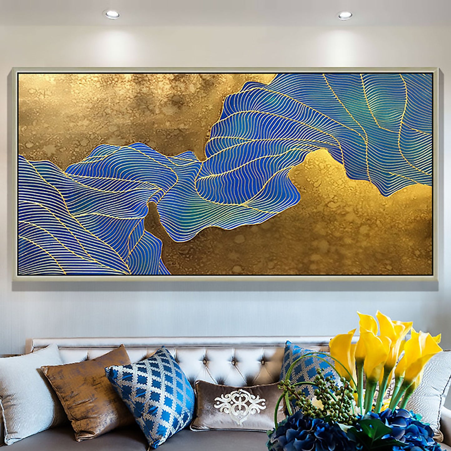 Gold Leaf – Colorful Botanical Leaf Wall Art | Abstract Palette Knife Oil Painting, view 2