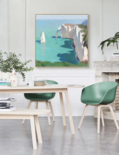 Extra Large Abstract Seascape Oil Painting on Canvas, Gulf and Marine Stack Canvas Wall Art,impressionist Seashore Wall Art for Living Room