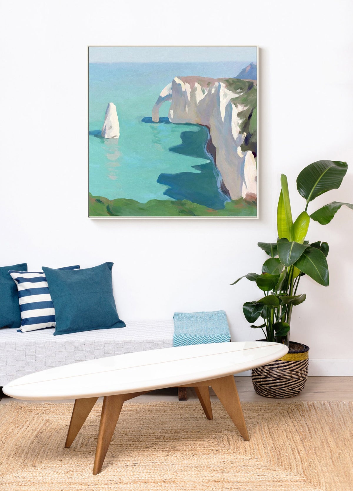 Extra Large Abstract Seascape Oil Painting on Canvas, Gulf and Marine Stack Canvas Wall Art,impressionist Seashore Wall Art for Living Room