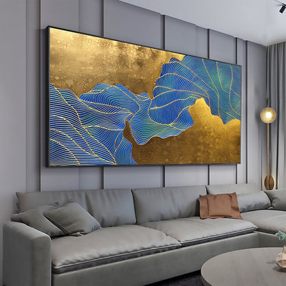 Colorful Abstract Palette Knife Leaf Wall Art Oil Painting – Gold Leaf