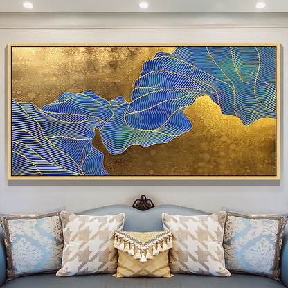 Colorful Abstract Palette Knife Leaf Wall Art Oil Painting – Gold Leaf