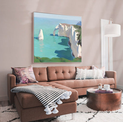 Extra Large Abstract Seascape Oil Painting on Canvas, Gulf and Marine Stack Canvas Wall Art,impressionist Seashore Wall Art for Living Room