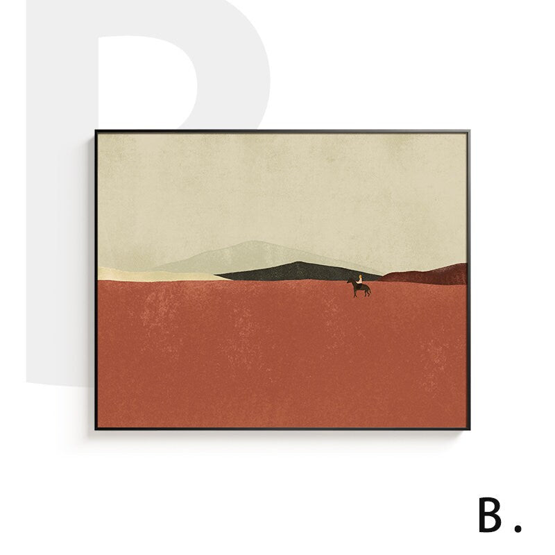 Large Abstract Landscape Oil Painting on Canvas, Hand-painted Landscape Canvas Wall Art,Modern Minimalist Nature Art for Living Room Bedroom