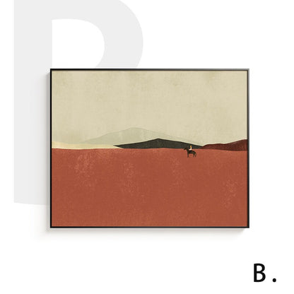 Large Abstract Landscape Oil Painting on Canvas, Hand-painted Landscape Canvas Wall Art,Modern Minimalist Nature Art for Living Room Bedroom