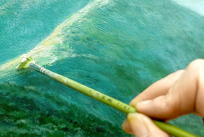 Original Green Mountains – Green Landscape Wall Art | Abstract Oil Painting, view 3
