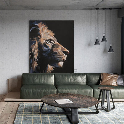 Large Abstract Lion Oil Painting on Canvas, Original Animal Canvas Wall Art, Modern Impressionist Lion Artwork for Living Room,Bedroom Decor