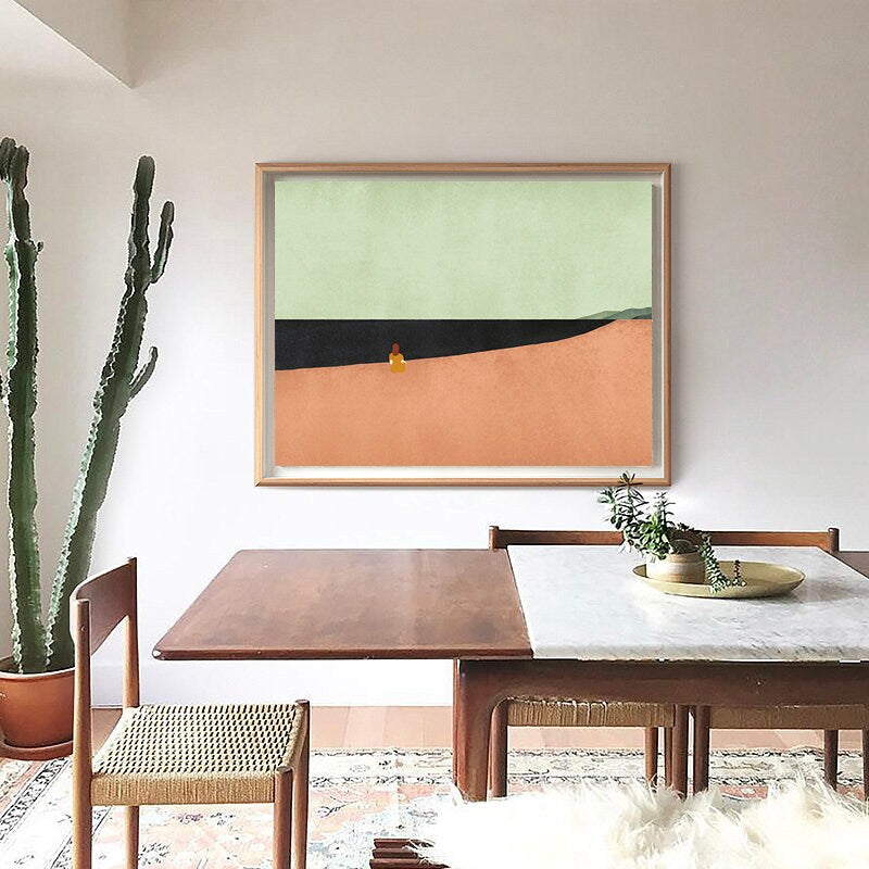 Large Abstract Landscape Oil Painting on Canvas, Hand-painted Landscape Canvas Wall Art,Modern Minimalist Nature Art for Living Room Bedroom