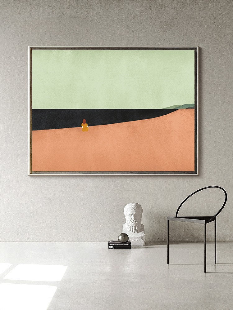 Large Abstract Landscape Oil Painting on Canvas, Hand-painted Landscape Canvas Wall Art,Modern Minimalist Nature Art for Living Room Bedroom