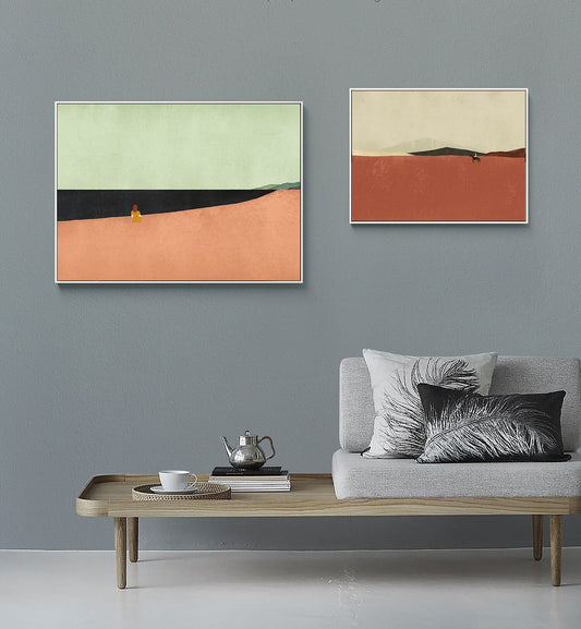 Large Abstract Landscape Oil Painting on Canvas, Hand-painted Landscape Canvas Wall Art,Modern Minimalist Nature Art for Living Room Bedroom