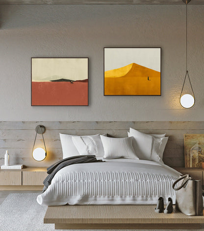 Large Abstract Landscape Oil Painting on Canvas, Hand-painted Landscape Canvas Wall Art,Modern Minimalist Nature Art for Living Room Bedroom