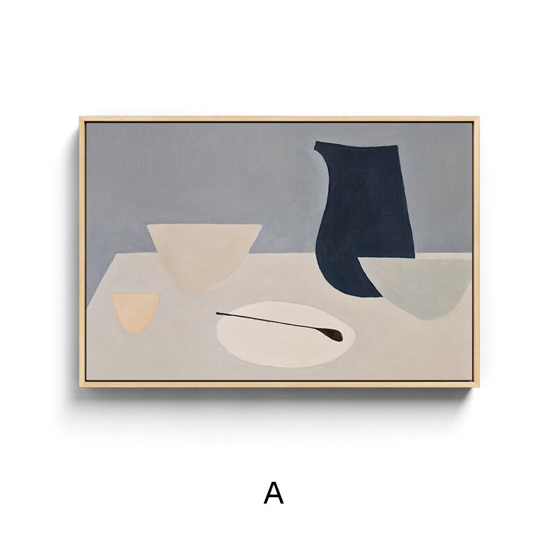 Large Abstract Still Life Canvas Wall Art, Morandi Color Hand Painted Acrylic Painting on Canvas, Modern Minimalist Wall Art for Living Room