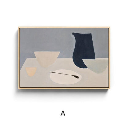 Large Abstract Still Life Canvas Wall Art, Morandi Color Hand Painted Acrylic Painting on Canvas, Modern Minimalist Wall Art for Living Room