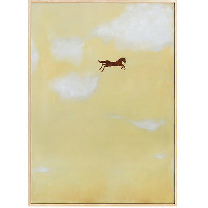 Large Abstract Cream Canvas Wall Art, Original Horse and Clouds Oil Painting on Canvas, Modern Minimalist Wall Art for Living Room Bedroom