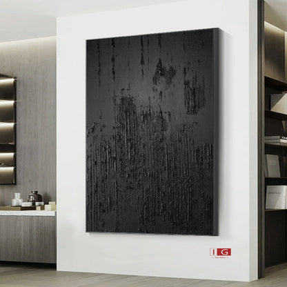Black Abstract Painting Black 3D Textured Painting Black 3D Minimalist