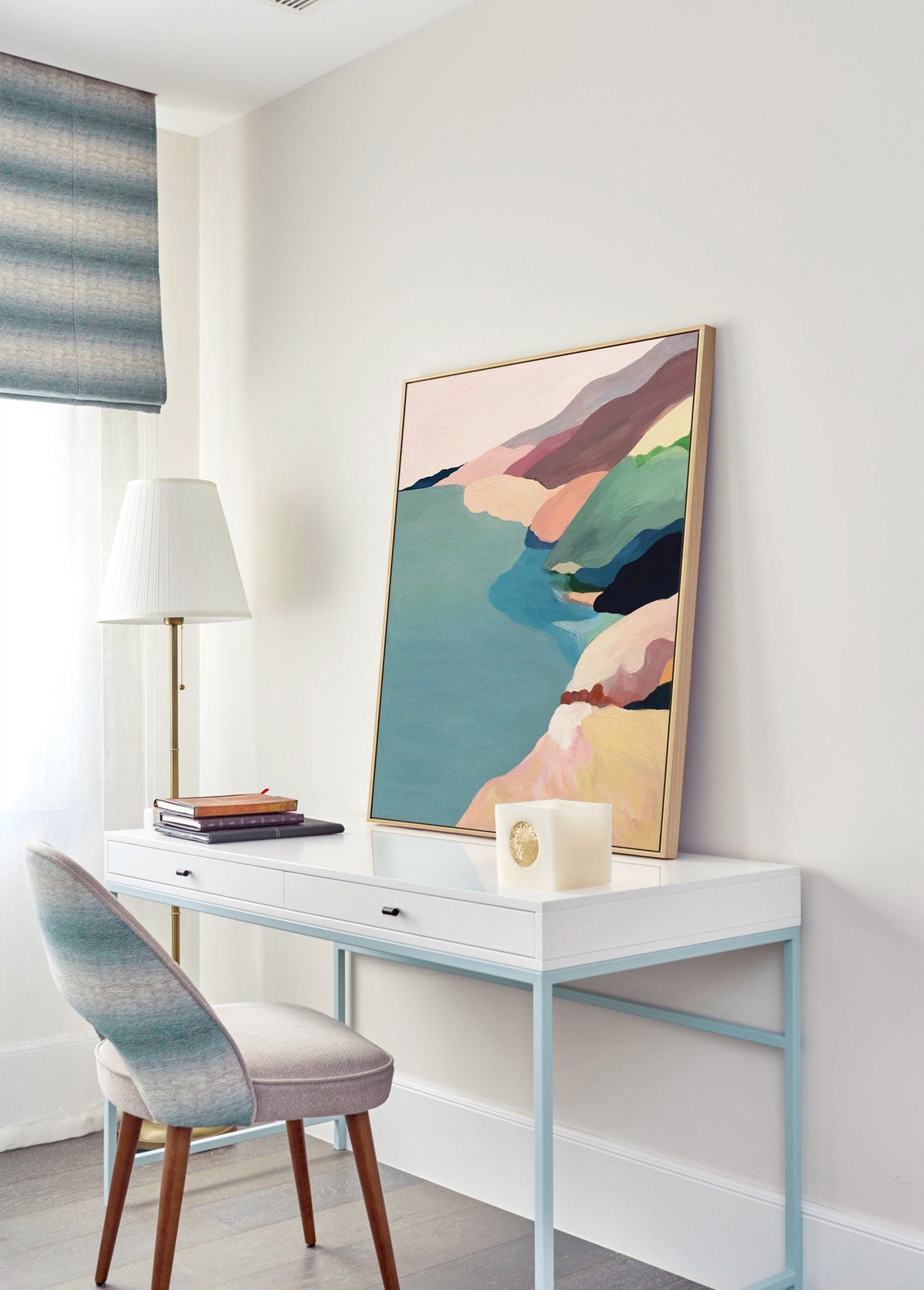 Large Abstract Landscape Oil Painting on Canvas, Original Mountain and River Canvas Wall Art, Modern Minimalist Nature Art for Living Room