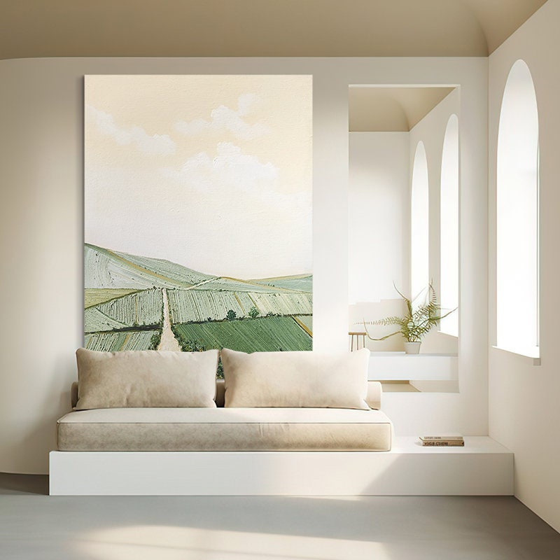 Impressionist Landscape Oil Painting on Canvas, Large Abstract Mountain and Clouds Canvas Wall Art, Original Nature Wall Art for Living Room