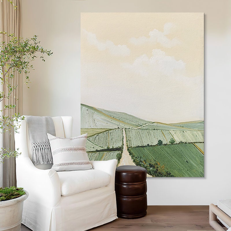 Impressionist Landscape Oil Painting on Canvas, Large Abstract Mountain and Clouds Canvas Wall Art, Original Nature Wall Art for Living Room