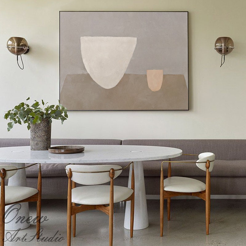 Large Abstract Still Life Canvas Wall Art, Morandi Color Hand Painted Acrylic Painting on Canvas, Modern Minimalist Wall Art for Living Room