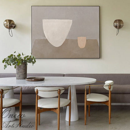 Large Abstract Still Life Canvas Wall Art, Morandi Color Hand Painted Acrylic Painting on Canvas, Modern Minimalist Wall Art for Living Room