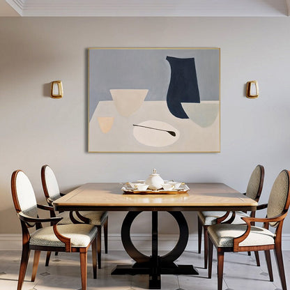 Large Abstract Still Life Canvas Wall Art, Morandi Color Hand Painted Acrylic Painting on Canvas, Modern Minimalist Wall Art for Living Room