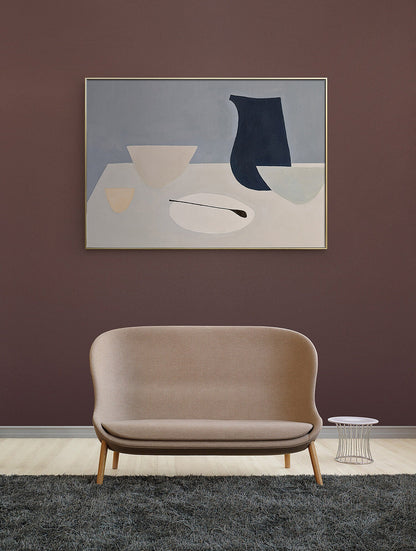 Large Abstract Still Life Canvas Wall Art, Morandi Color Hand Painted Acrylic Painting on Canvas, Modern Minimalist Wall Art for Living Room