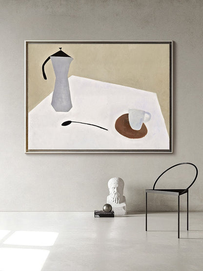 Large Abstract Still Life Canvas Wall Art, Morandi Color Hand Painted Acrylic Painting on Canvas, Modern Minimalist Wall Art for Living Room
