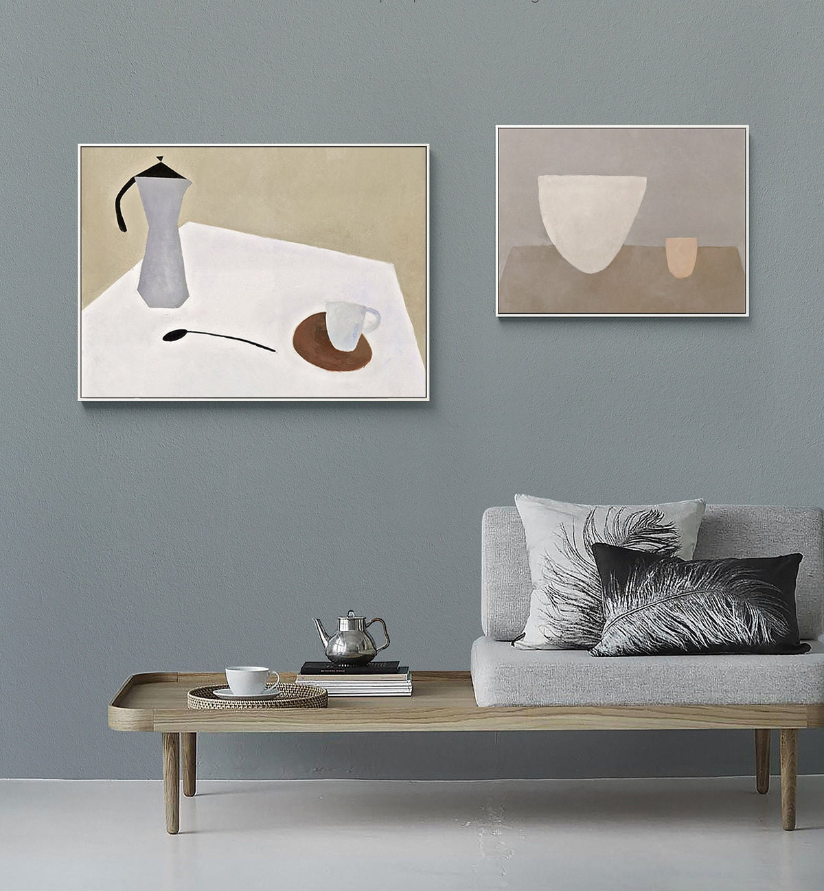 Large Abstract Still Life Canvas Wall Art, Morandi Color Hand Painted Acrylic Painting on Canvas, Modern Minimalist Wall Art for Living Room