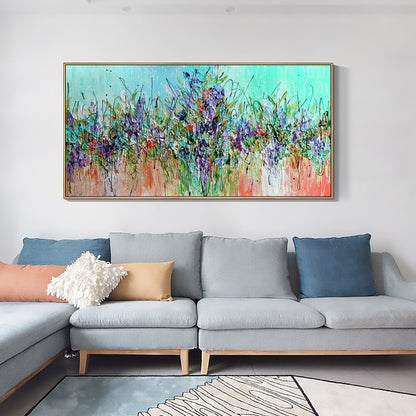 Large – Colorful Floral Wall Art | Boho Palette Knife Oil Painting, view 4