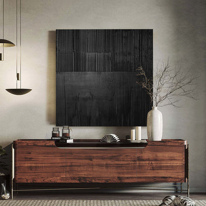 Black textured Wall Art Black plaster Wall Art Black Wabi-Sabi Wall Art Large – Abstract Painting