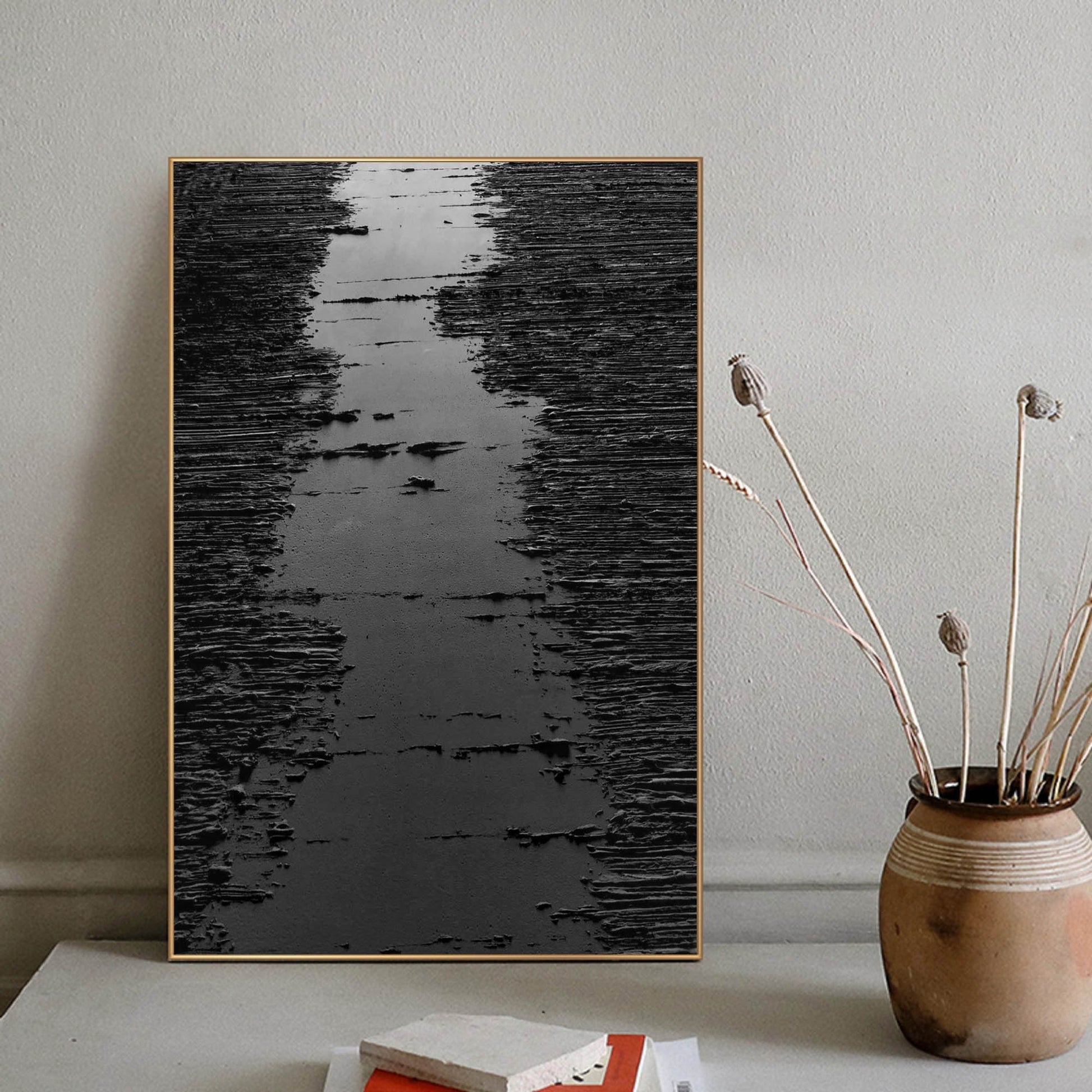 Personalized Black Abstract Painting – Minimalist Wall Decor – Custom Painting