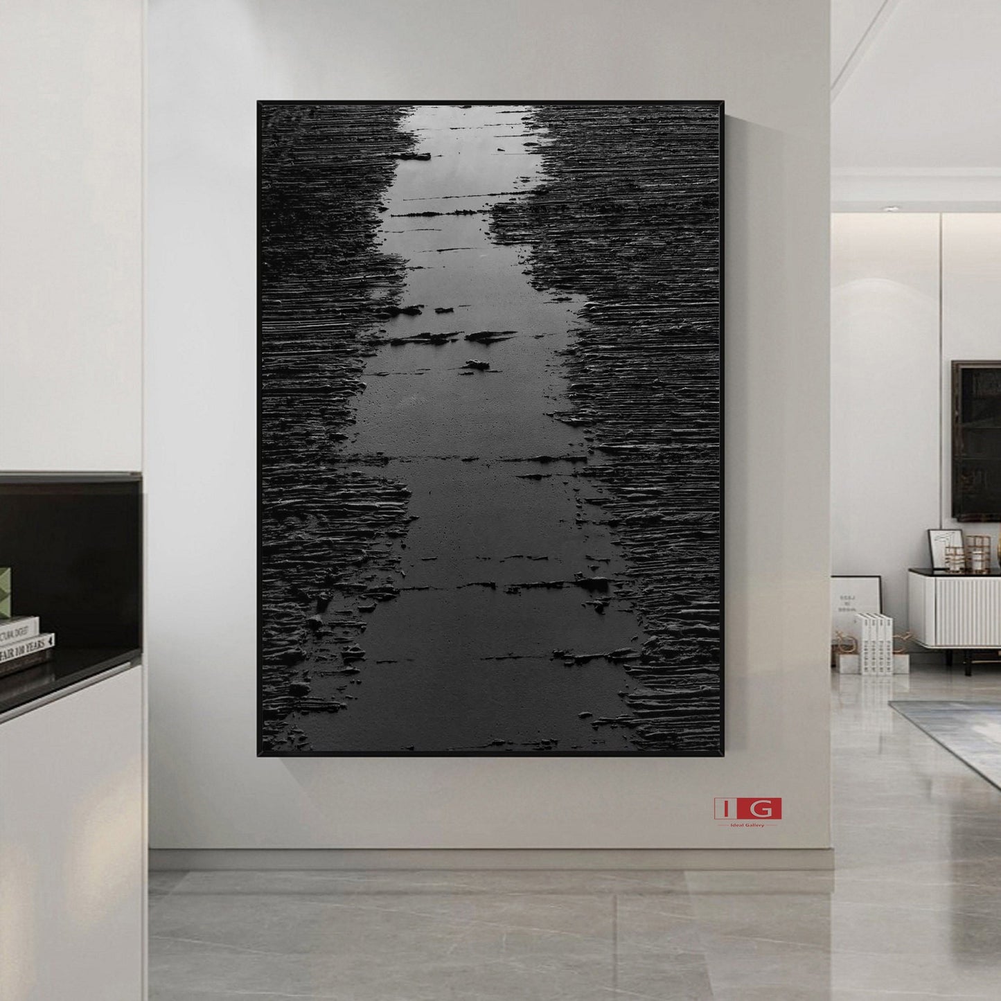 Personalized Black Abstract Painting – Minimalist Wall Decor – Custom Painting