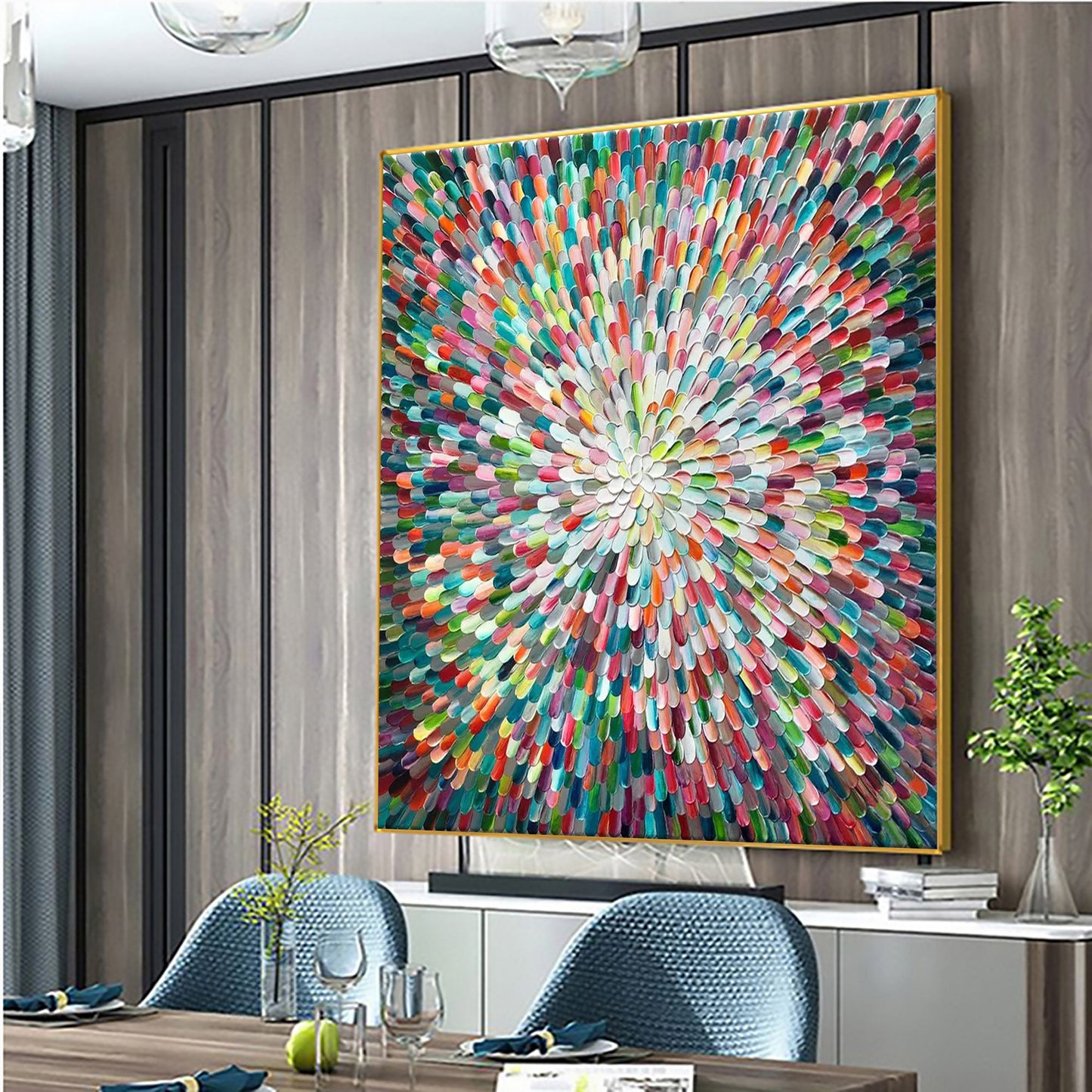 Original – Large Colorful Floral Wall Art | Abstract Hand-Painted Oil Painting, view 2
