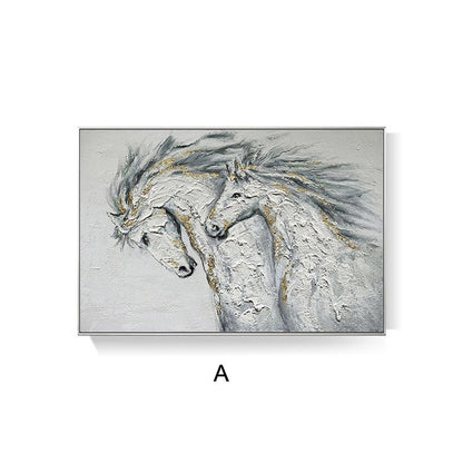 Large Abstract Horses Canvas Wall Art, Original Hand-painted Horses Oil Painting on Canvas, Modern Animal Wall Art for Living Room Bedroom