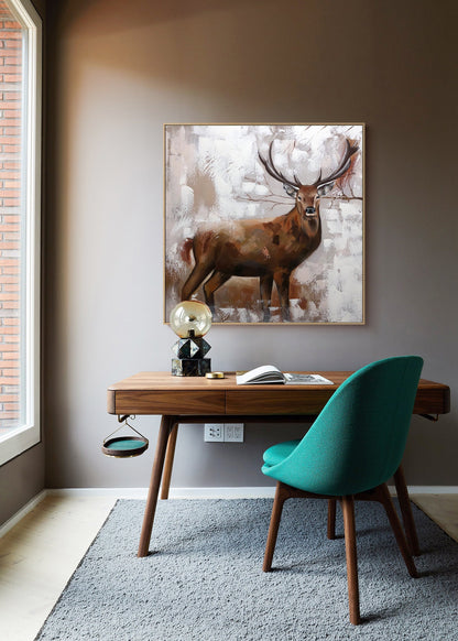 Large Abstract Deer Oil Painting on Canvas, Original Hand-painted Stag Canvas Wall Art, Modern Animal Painting for Living Room,bedroom Décor