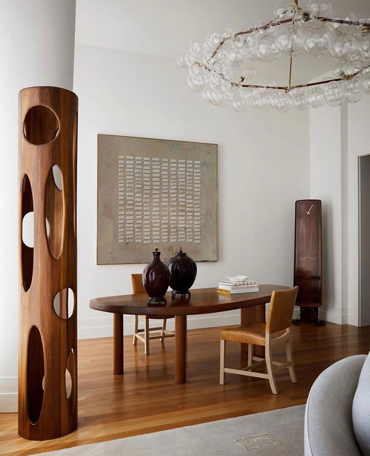 Wabi Sabi Wall Art Brown 3D Block Texture Canvas Painting for Living Room