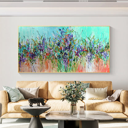 Colorful Boho Palette Knife Floral Wall Art – Large Abstract Oil Painting