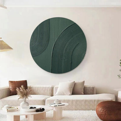 Green Circle Textured Canvas Art – Minimalist Abstract Painting