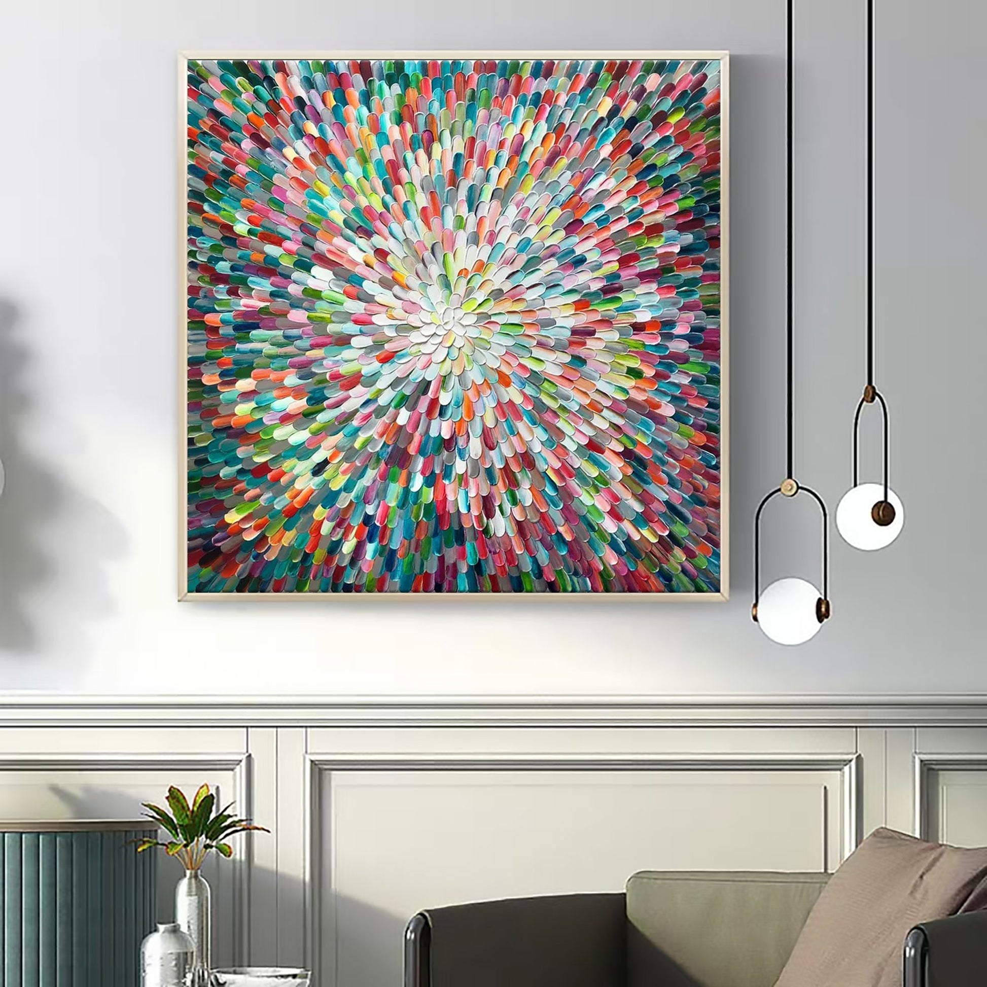 Original – Large Colorful Floral Wall Art | Abstract Hand-Painted Oil Painting, view 4