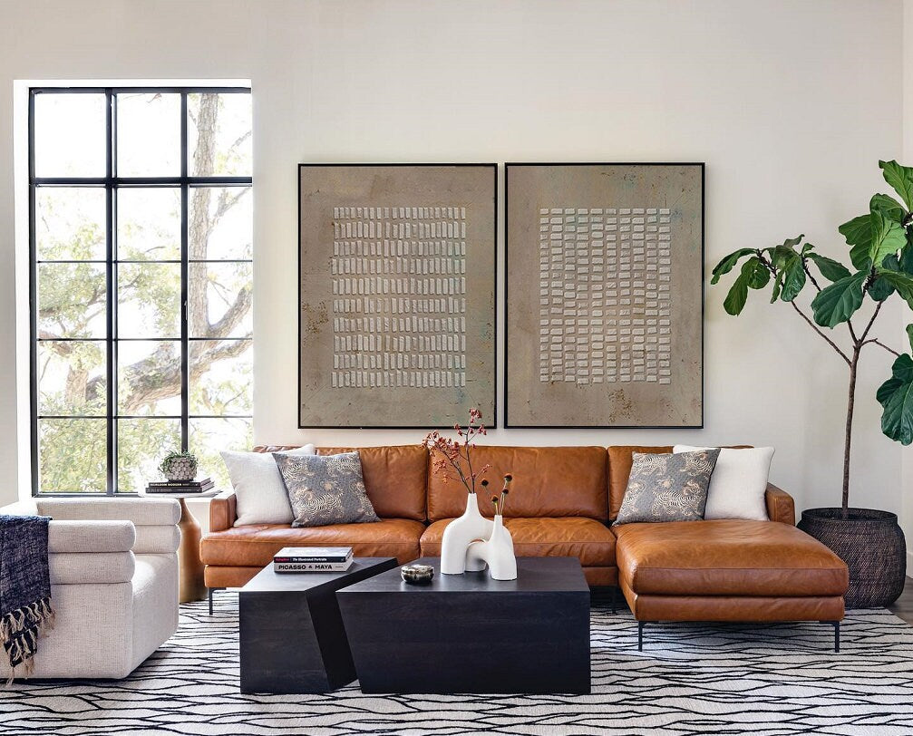 Brown Wabi Sabi Wall Art Set of 2 3D Block Canvas for Living Room