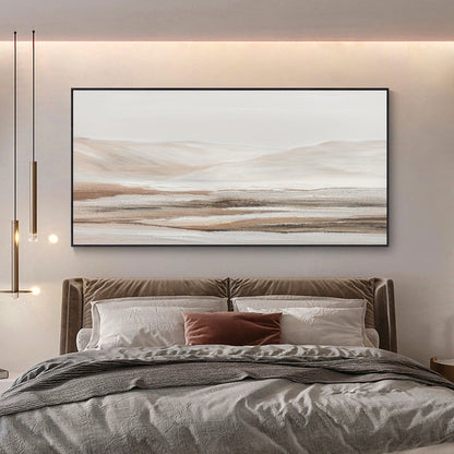 Beige Abstract Landscape Painting – Textured Wall Art – Abstract Painting