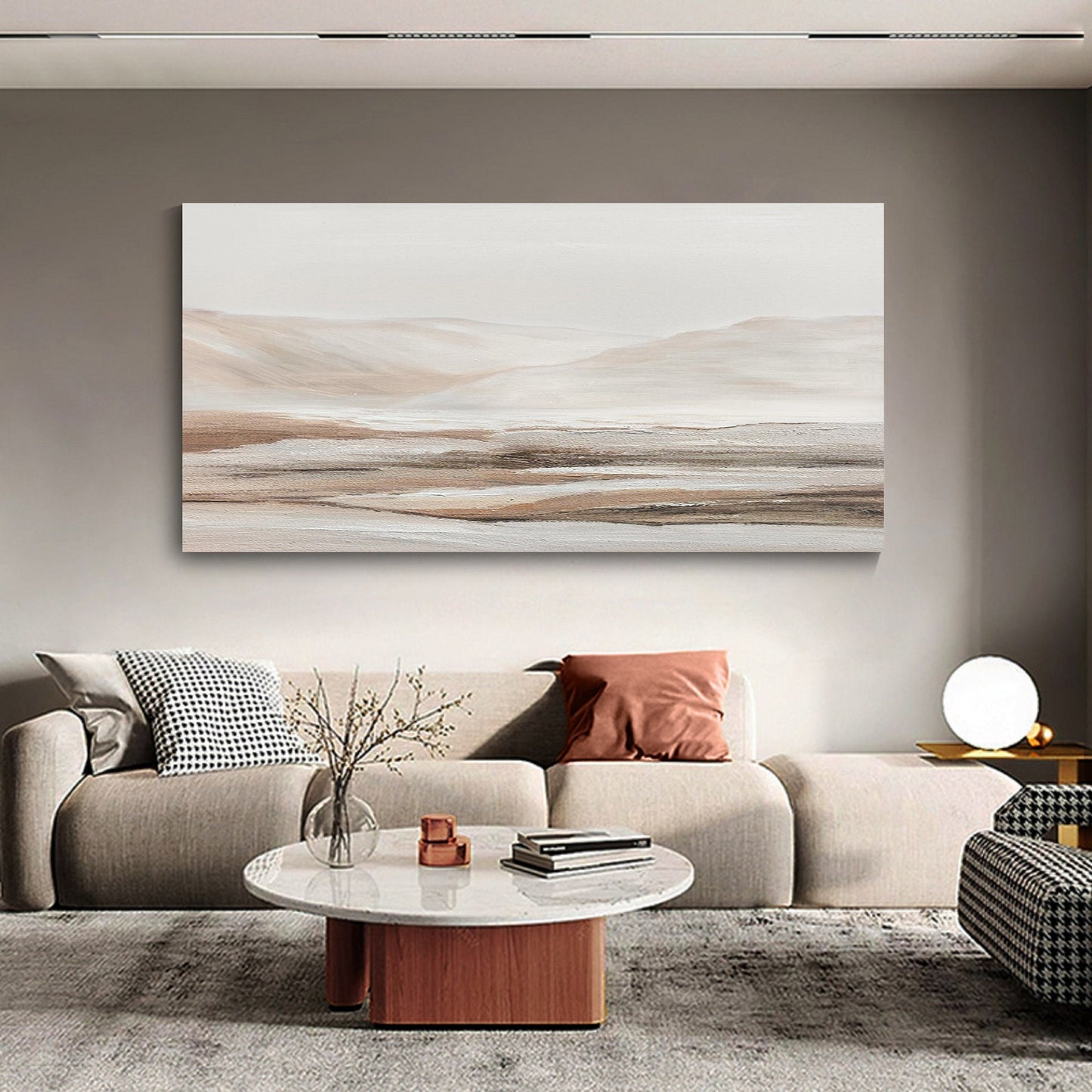 Beige Abstract Landscape Painting – Textured Wall Art – Abstract Painting
