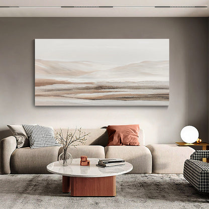 Beige Abstract Landscape Painting – Textured Wall Art – Abstract Painting