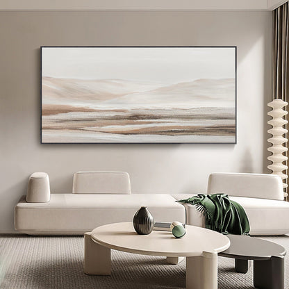Beige Abstract Landscape Painting – Textured Wall Art – Abstract Painting