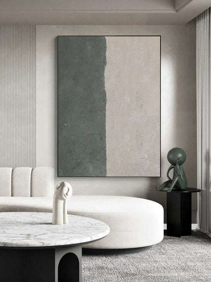 Green Abstract Painting on Canvas – Minimalist Wall Art