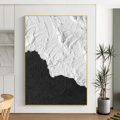 Black and White Waves Painting – Textured Abstract Wall Art – Abstract Painting
