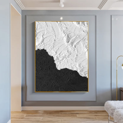 Black and White Waves Painting – Textured Abstract Wall Art – Abstract Painting